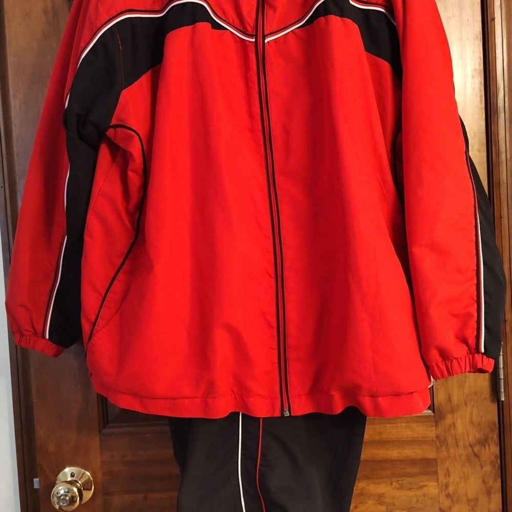 Women's Red and Black Track Jacket/Pants Set
